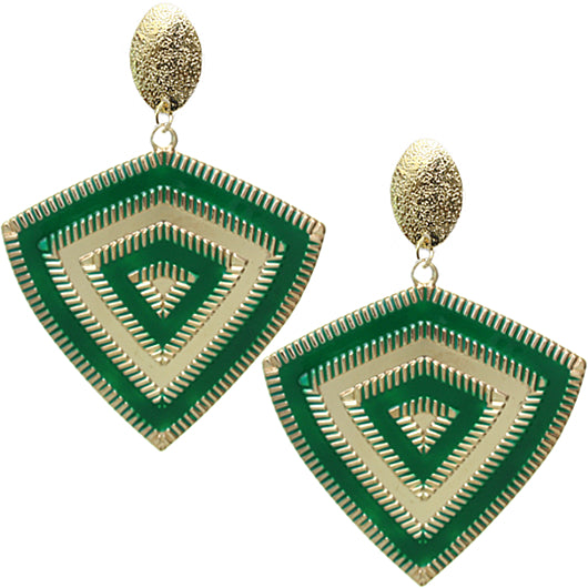 Green Inverted Triangle Frost Earrings