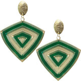 Green Inverted Triangle Frost Earrings