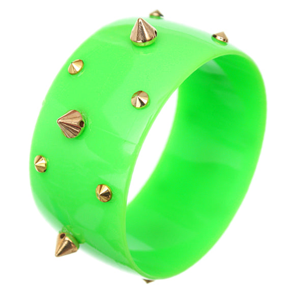 Green Spiked Bangle Bracelet