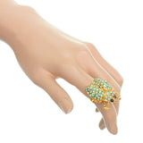 Green Studded Rhinestone Ladybug Adjustable Ring