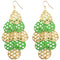 Green Woven Teardrop Dangle Earrings