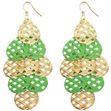 Green Woven Teardrop Dangle Earrings