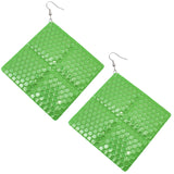 Green Oversized Hammered Honeycomb Pyramid Earrings