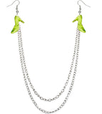 Green Double Chain High Heel Necklace Earrings