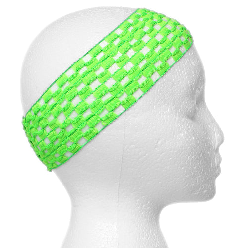 Green Knit Crochet Stretch Headband