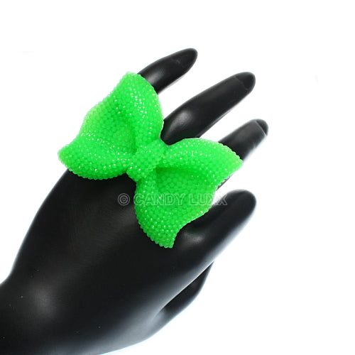 Green Large Adjustable Bow Fashion Ring