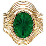 Green Large Faux Gemstone Cuff Bracelet
