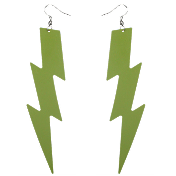 Light Green Long Thunder Lightning Earrings