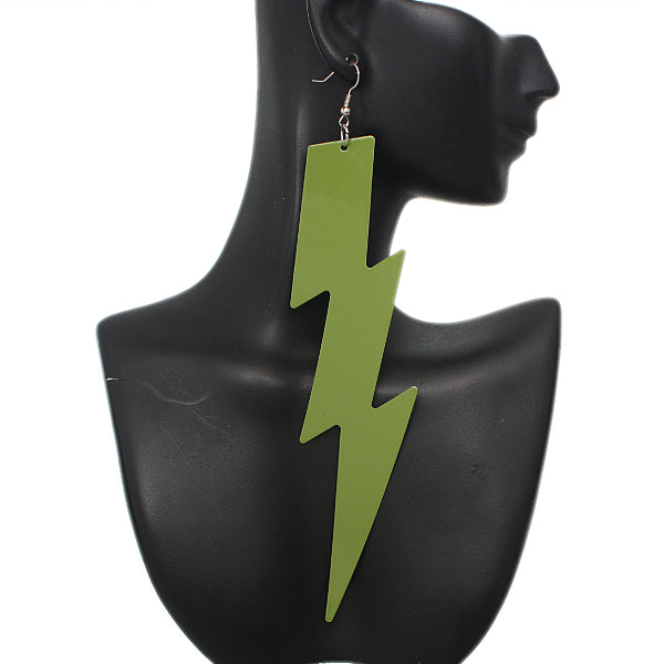 Light Green Long Thunder Lightning Earrings