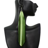 Green Long Arch Metal Earrings