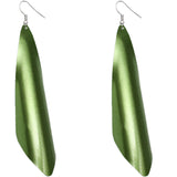 Green Long Arch Metal Earrings