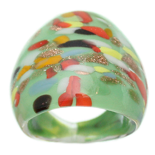 Green MultiColor Specked Glass Murano Ring