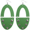 Green Wooden Oval Studded Earrings