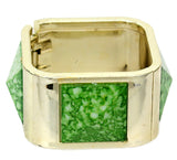 Green Spotted Pyramid Hinged Bracelet