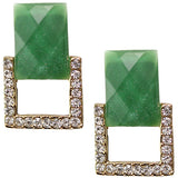 Green Square Gemstone Post Earrings