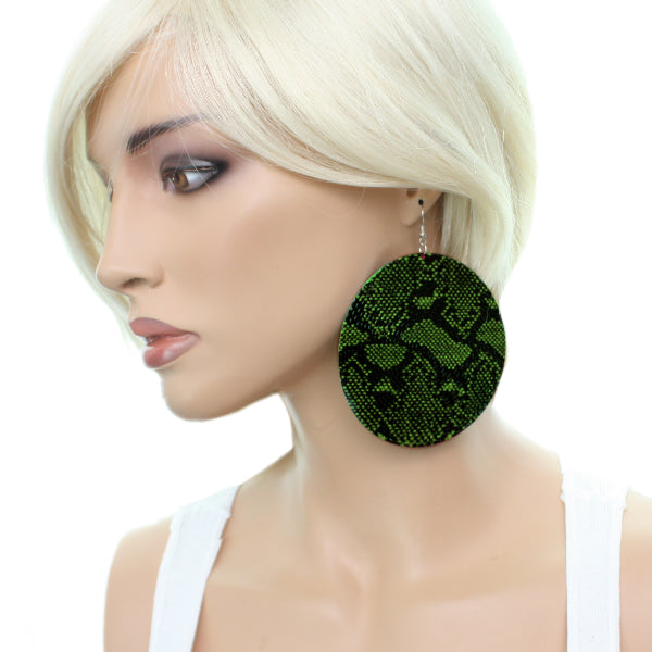 Green Big Snakeskin Earirngs