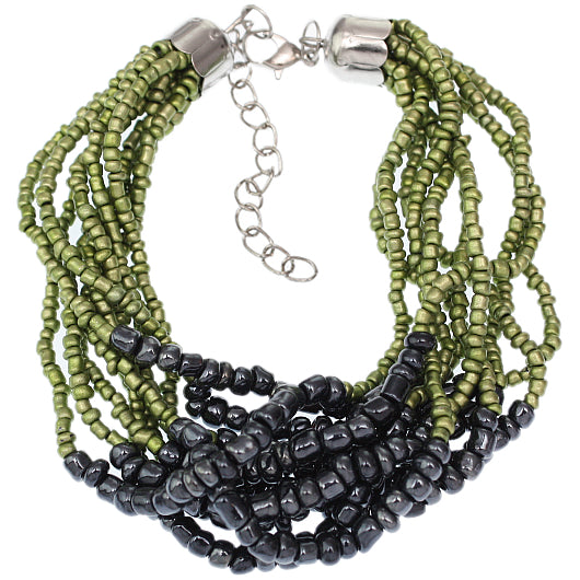 Green Two Tone Sequin Beaded Bracelet