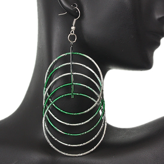 Green Intertwined Hoop Earrings