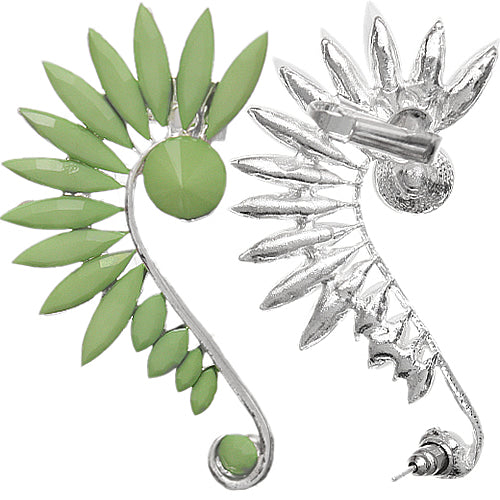 Green Beaded Faceted Stud Cuff Earring