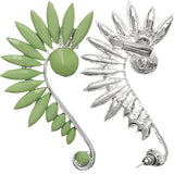 Green Beaded Faceted Stud Cuff Earring