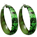 Green Snakeskin Print Hoop Earrings