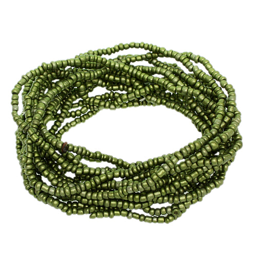 Green Beaded Stretch Stacked Bracelets