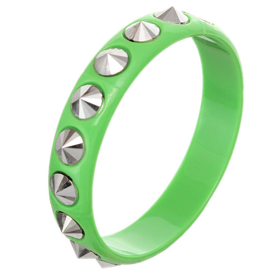 Green Cone Pyramid Spike Bangle Bracelet