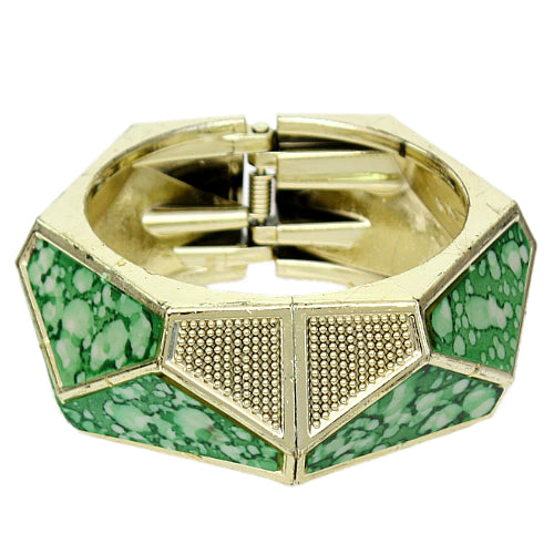 Green Spotted Triangular Hinged Bracelet