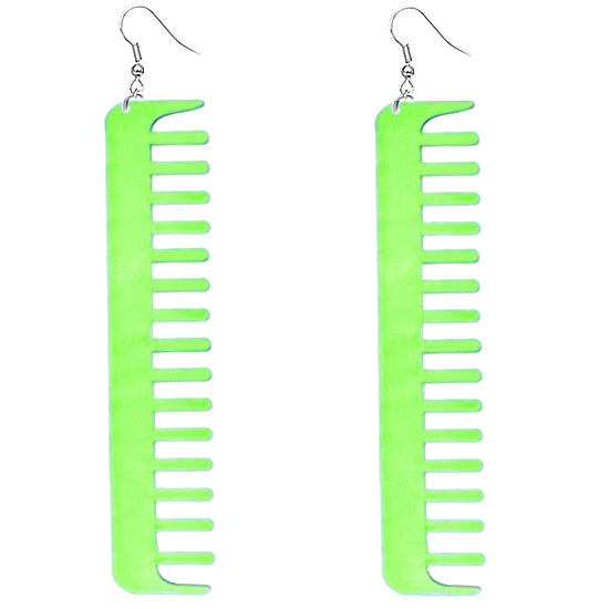 Green Transparent Comb Earrings
