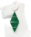 Green Inverted Triangle Link Earrings