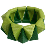 Green Two Tone Triangle Pyramid Stretch Bracelet