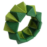 Green Two Tone Triangle Pyramid Stretch Bracelet