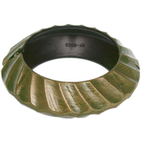 Green Wavy Saucer Hinged Bracelet