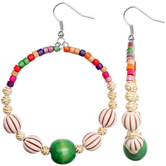 Green Wood Coil Earrings