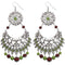 Green Brown Wooden Beaded Filigree Earrings