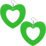Green Gigantic Big Heart Earrings