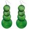 Green Wooden Round Disc Cascade Earrings