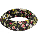 Green Floral Fabric Saucer Bangle Bracelet