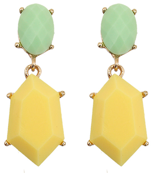 Yellow Green Two Tone Post Earrings
