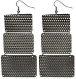 Gunmetal Hammered Lightweight Dangle Link Earrings