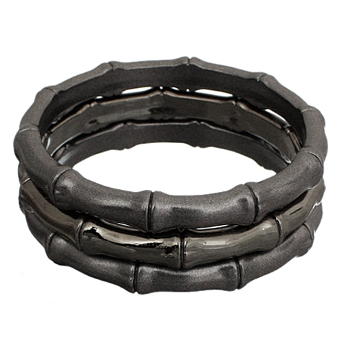 Hematite Large Bamboo Bangle Bracelets