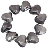 Hematite Faceted Heart Stretch Bracelet