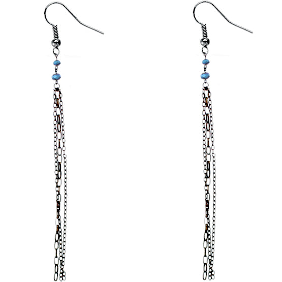 Blue Hematite Multi Drop Chain Earrings