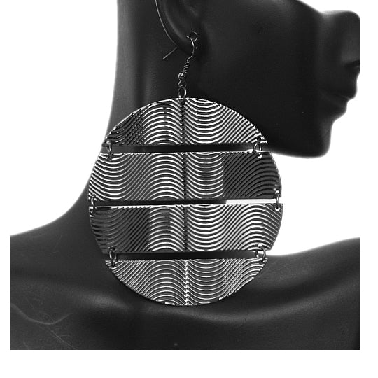 Hematite Hammered Connect Metal Earrings