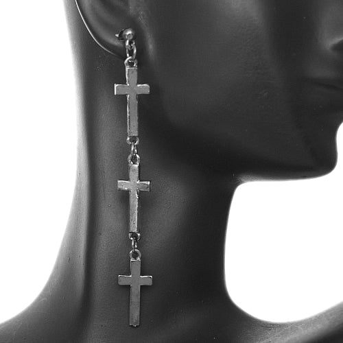 Cross dangle earrings for underground parties