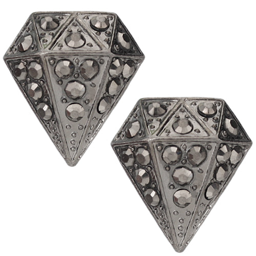 Hematite Diamond Shaped Gemstone Post Earrings