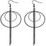 Hematite Double Hoop Drop Chain Earrings