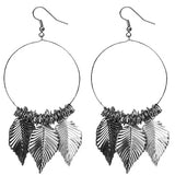 Hematite Leaf Hoop Earrings