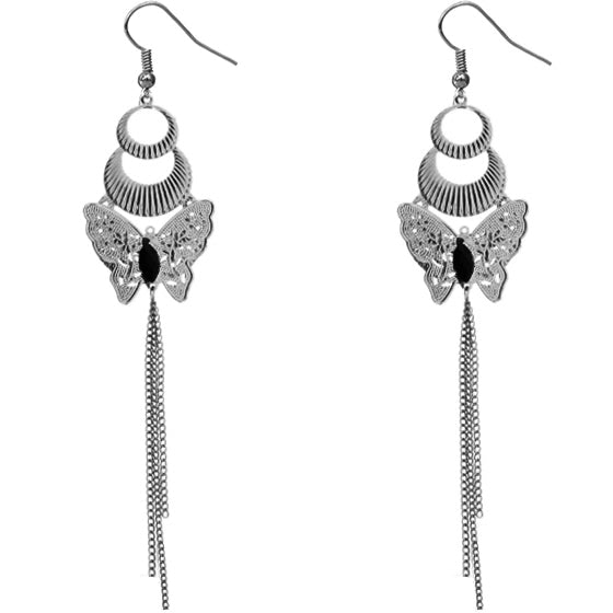 Hematite Butter Crescent Earrings