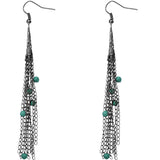 Hematite Blue Long chain Bead Earrings
